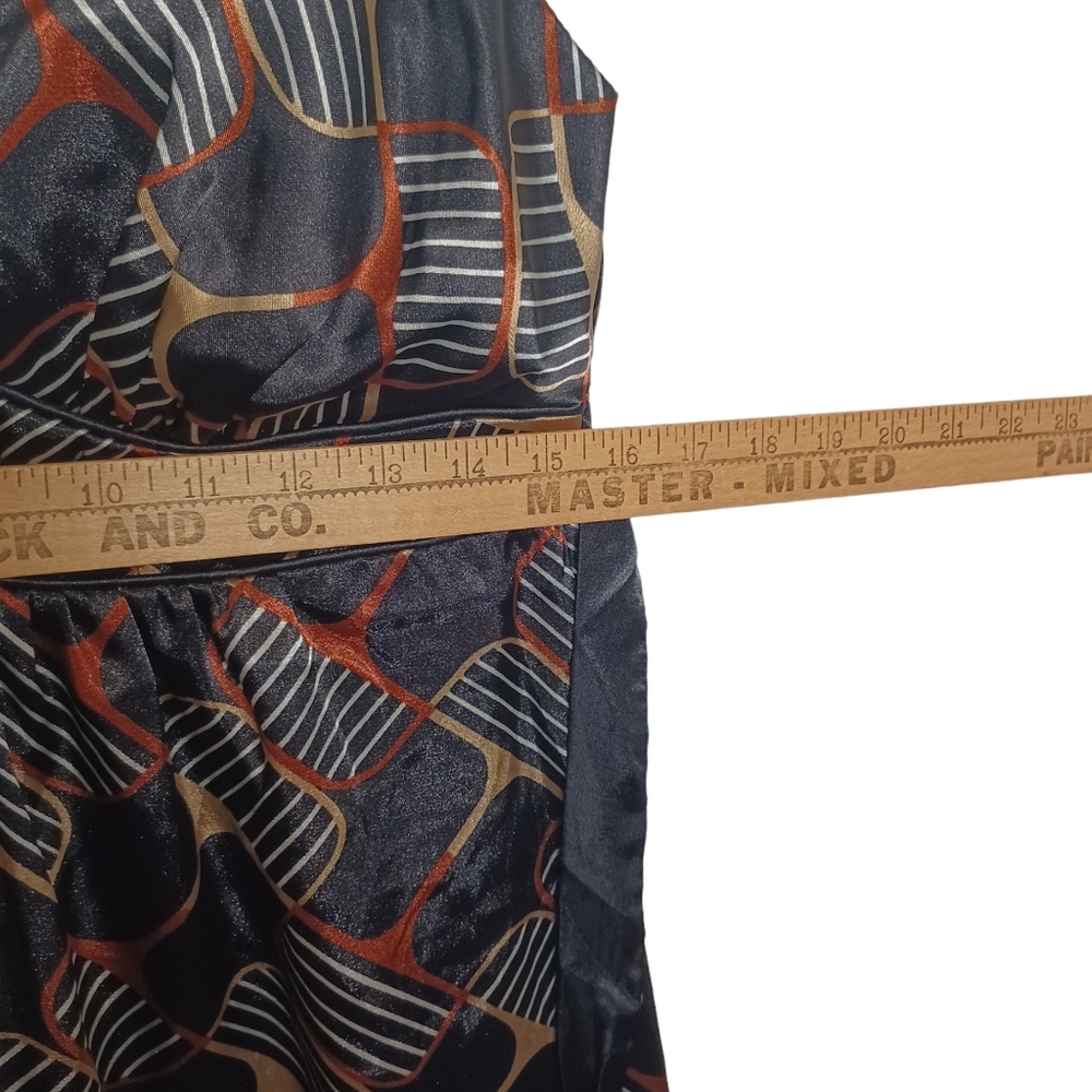 STUDIO 1940 Brown White Stripe Print Black Sleeveless Top Medium - Picture 7 of 8